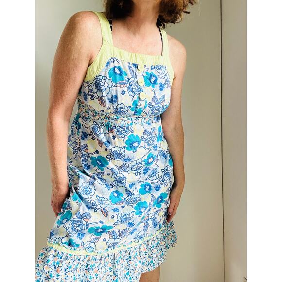 Hannah Andersson Womens Sundress Cottagecore Blue yellow Floral Print Runs Small - Picture 4 of 10